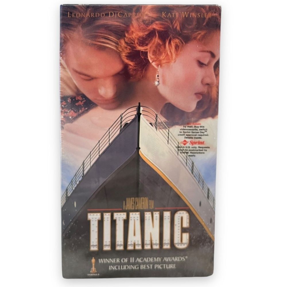 Titanic VHS 1998 Paramount 2 Tape Set Sprint Sticker Sealed